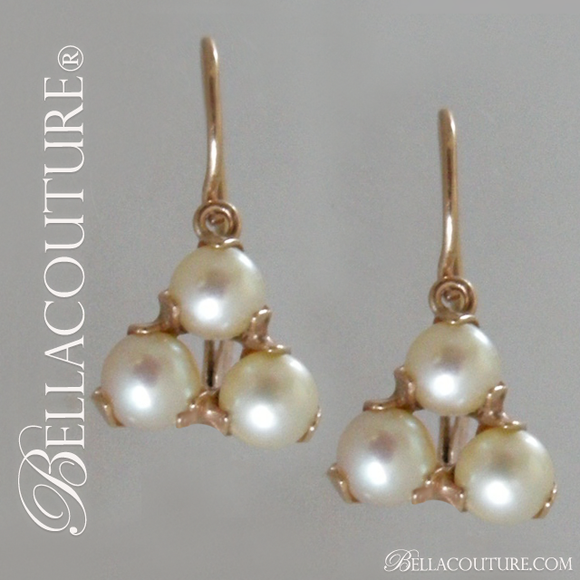 SOLD! - (ANTIQUE) Rare Gorgeous Demure, Petite & Dainty Georgian Victorian 18K Rose Gold Genuine White Akoya Salt Water Pearl Earrings 18th Century C. 1780