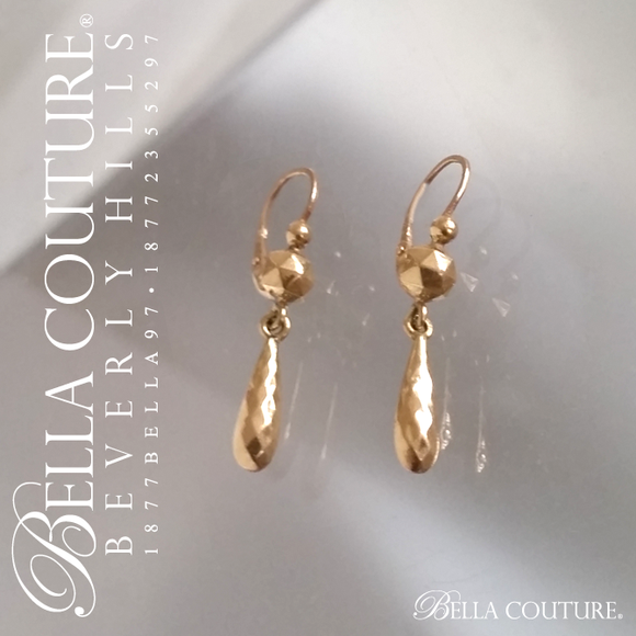 SOLD! - (ANTIQUE) RARE Georgian Victorian Gorgeous French 18K / 18CT Yellow Gold Dangle Drop Lever Back Earrings - One of a Kind - Fine Jewelry Jewellery