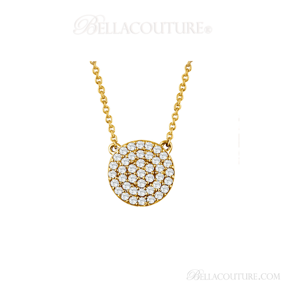 (NEW) Bella Couture CARA Gorgeous Brilliant Diamond 14k Yellow Gold Round Pendant Necklace (1/3CT)