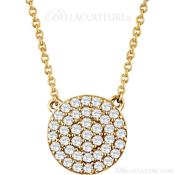 (NEW) Bella Couture CARA Gorgeous Brilliant Diamond 14k Yellow Gold Round Pendant Necklace (1/3CT)