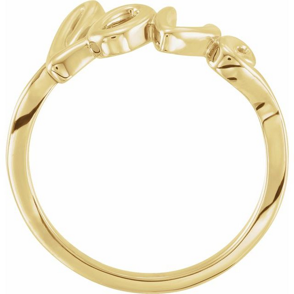 (NEW) BELLA COUTURE 'LOVE LETTERS' COLLECTION Gorgeous & Romantic 'LOVE' Cursive 14K Yellow Gold Ring