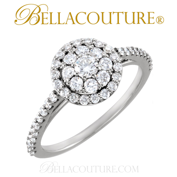 (NEW) BELLA COUTURE Gorgeous Brilliant 3/4CT Diamond 18K White Gold Ring