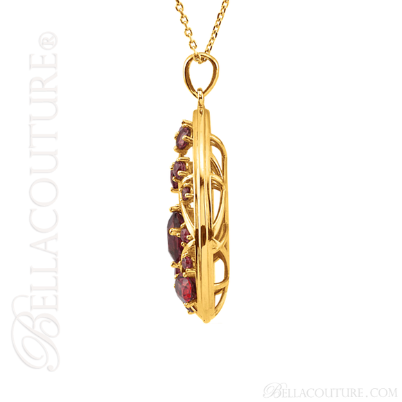 (NEW) Bella Couture Fine Gorgeous Brilliant Nested Rhodolite Garnet 14k Yellow Gold Earrings