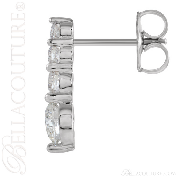 (NEW) BELLA COUTURE LEGACY FINE 1CT DIAMOND 18K WHITE GOLD DANGLE DROP JOURNEY EARRINGS