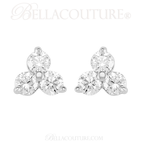 (NEW) BELLA COUTURE DEMI Gorgeous Fine Three-Stone Diamond 14K Yellow Gold Earrings (1 ct. tw.)