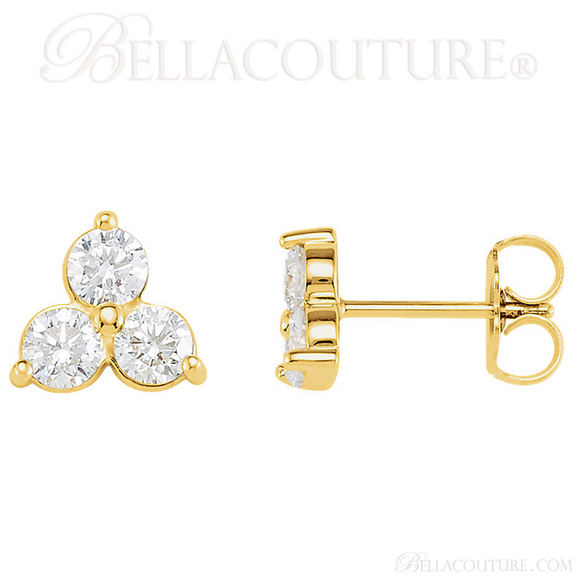 (NEW) BELLA COUTURE DEMI Gorgeous Fine Three-Stone Diamond 14K White Gold Earrings (1 ct. tw.)