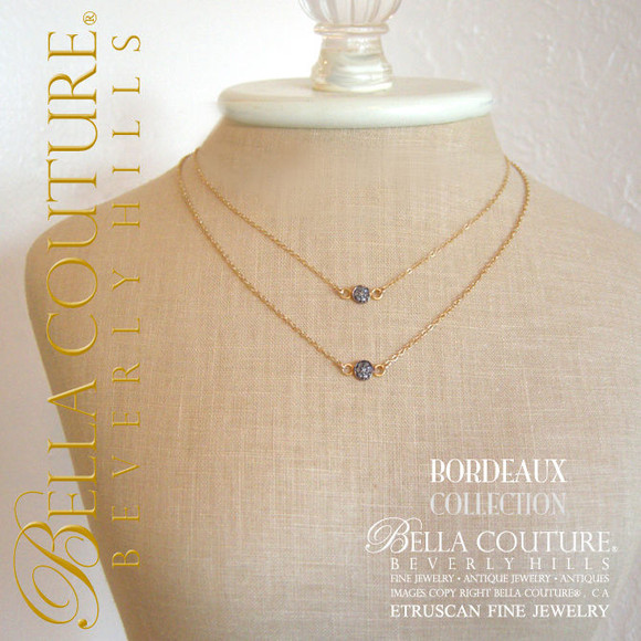 (NEW) BELLA COUTURE LUCKY SEVEN Limited Edition Designer Etruscan 18K Yellow Gold Pave' Diamond Chain Necklace (Adjustable) (From 18", 17" to 16" Inches in Length)