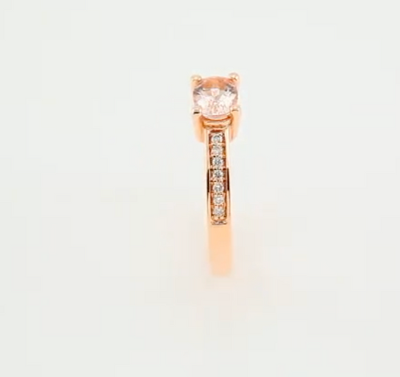 (NEW) BELLA COUTURE AZALIA Gorgeous Pink Morganite 1/10 CT Pave' Diamond 14K Rose Gold Ring
