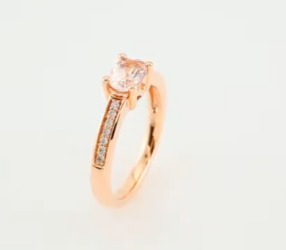 (NEW) BELLA COUTURE AZALIA Gorgeous Pink Morganite 1/10 CT Pave' Diamond 14K Rose Gold Ring