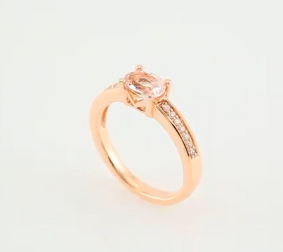 (NEW) BELLA COUTURE AZALIA Gorgeous Pink Morganite 1/10 CT Pave' Diamond 14K Rose Gold Ring