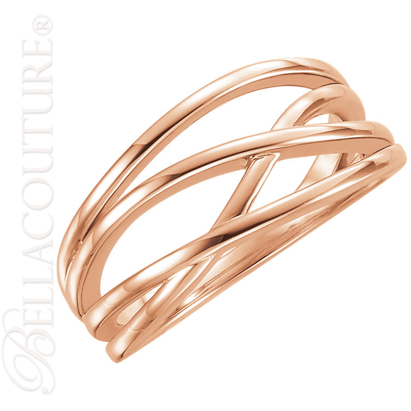 (NEW) BELLA COUTURE VIOLA Fine Elegant Organic Woven 14K Rose Gold Ring