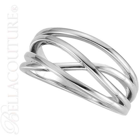 (NEW) BELLA COUTURE VIOLA Fine Elegant Organic Woven 14K White Gold Ring