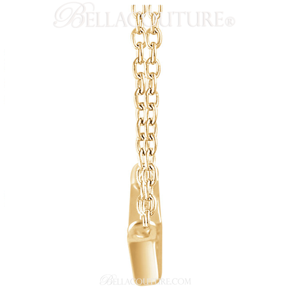 (NEW) BELLA COUTURE Le FEMME Gorgeous Fine Baguette Diamond (1/4 CT) Vertical Bar 14K Yellow Gold Pendant Necklace (18" - 16" Adjustable Length)