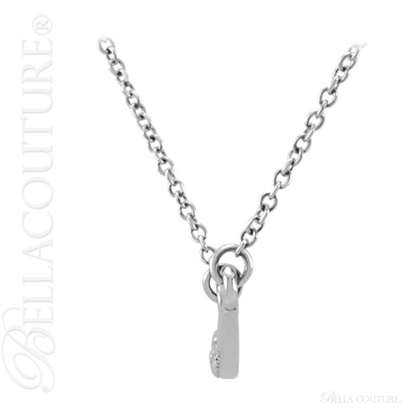 (NEW) BELLA COUTURE CASCADE Gorgeous Fine Diamond (1/8 CT) Vertical Curved Bar 14K White Gold Pendant Necklace (18" in Length)