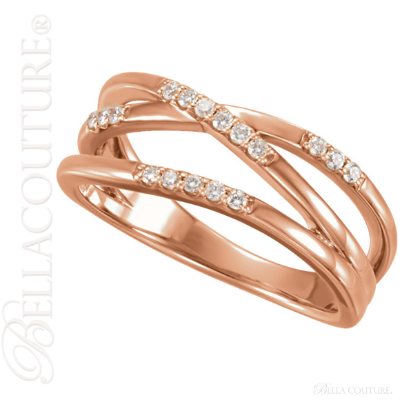 (NEW) BELLA COUTURE CARINGTON Fine Diamond Organic Woven 14k Rose Gold Ring