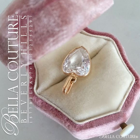 SALE PENDING! - (ANTIQUE) Rare Fine Victorian French Flawless Rock Crystal Gemstone Faceted Heart 18K 18CT Solid Yellow Gold Pendant Charm c. 1838