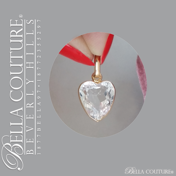 SALE PENDING! - (ANTIQUE) Rare Fine Victorian French Flawless Rock Crystal Gemstone Faceted Heart 18K 18CT Solid Yellow Gold Pendant Charm c. 1838
