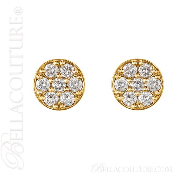 (NEW) BELLA COUTURE LORA Gorgeous Fine 14 Diamond 14K Yellow Gold Post Earrings