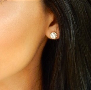 (NEW) BELLA COUTURE LORA Gorgeous Fine 14 Diamond 14K Yellow Gold Post Earrings