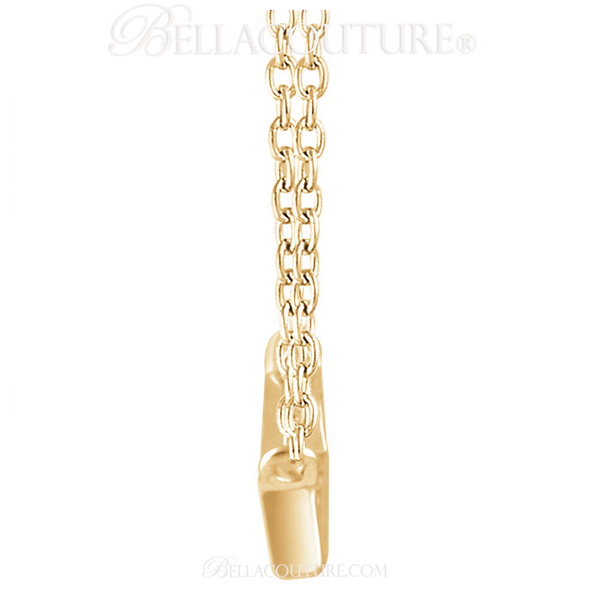 (NEW) BELLA COUTURE Le FEMME Gorgeous Fine Baguette Diamond (1/4 CT) Vertical Bar 14K Yellow Gold Pendant  Necklace (18" - 16" Adjustable Length)