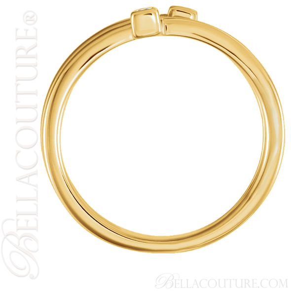 (NEW) BELLA COUTURE Fine Elegant Modern Double Open Bar Diamond 14K Yellow Gold Ring
