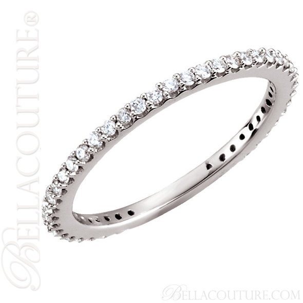 (NEW) BELLA COUTURE LINN Fine Gorgeous Diamond 14K White Gold Stackable Eternity Ring Band (1/3 CT. TW.)