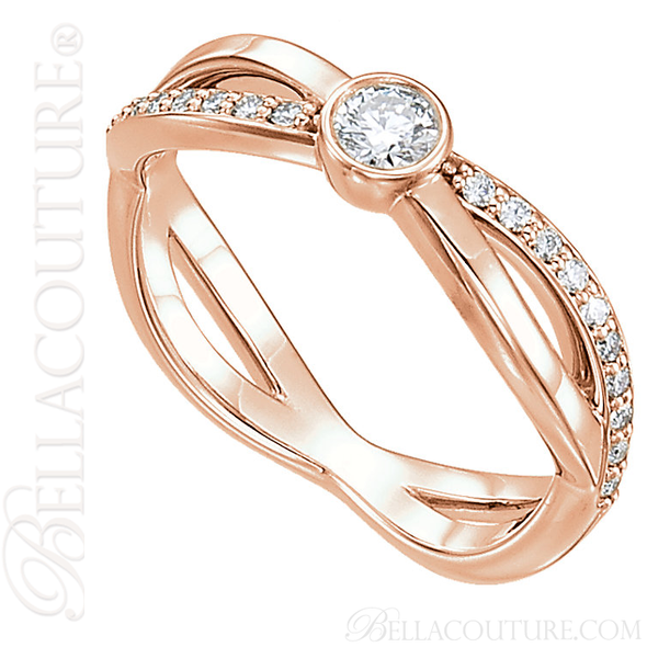 (NEW) BELLA COUTURE BALIENNA Fine Diamond Bezel Set 14K Rose Gold Ring Band (1/3 CT. TW.)