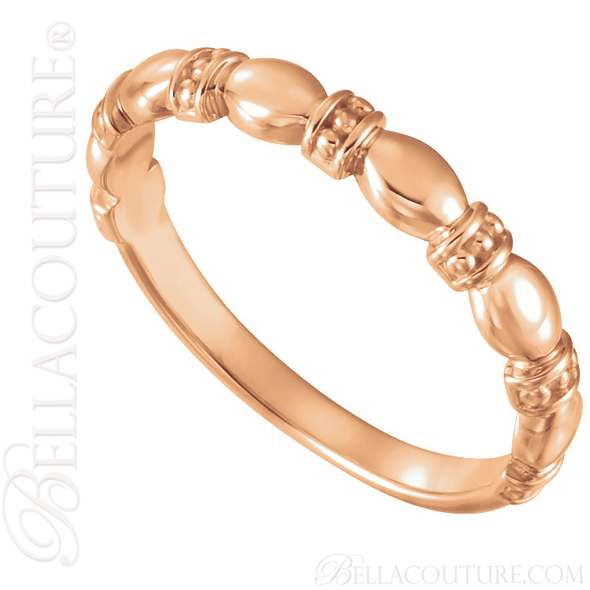 (NEW) BELLA COUTURE FINE ETRUSCAN BEADED SCALLOPED EDGE 14K ROSE GOLD RING