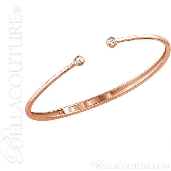 (NEW) BELLA COUTURE CORINA Gorgeous Diamond Fancy Hinged 14K Rose Gold Cuff Bracelet (1/6 CT. TW.)