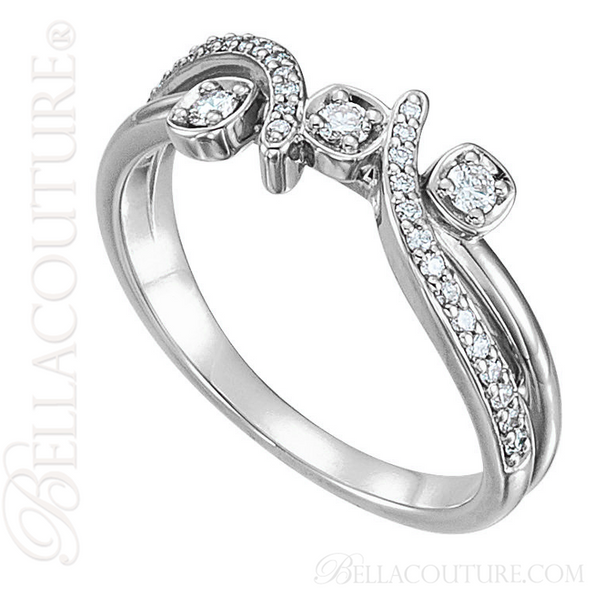 (NEW) BELLA COUTURE LILLY Fine Diamond Prong Set 14K White Gold Eternity Ring Band (1/5 CT. TW.)