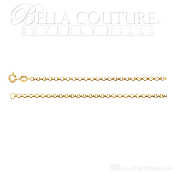 (NEW) BELLA COUTURE DEANA Gorgeous 14K Yellow 2.5mm Wide Rolo Link Charm Necklace (18" Inch)