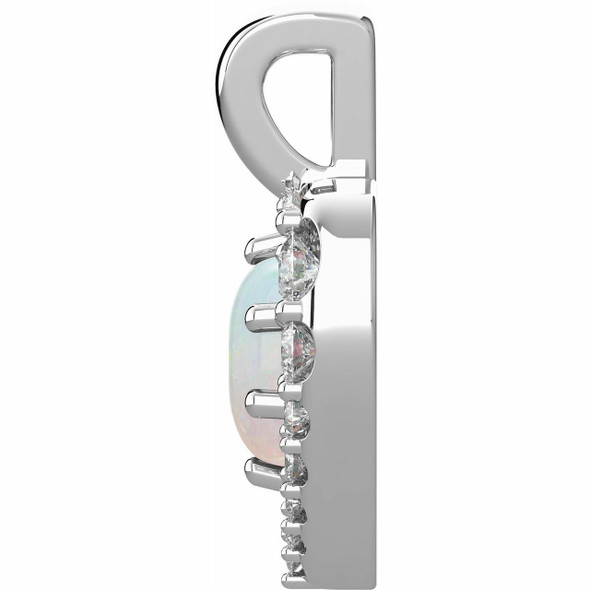 (NEW) BELLA COUTURE Lura Heart Fine Diamond Opal Cabochon 14K Platinum Gold Dangle Drop Pendant