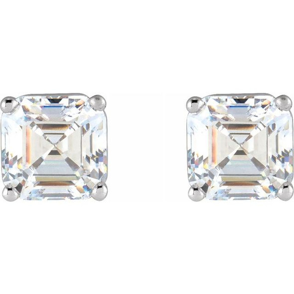 (NEW) BELLA COUTURE® VALE VS1 ASSCHER CUT DIAMOND 14K WHITE GOLD 4-PRONG STUD POST EARRINGS (1/3 CT. TW.)