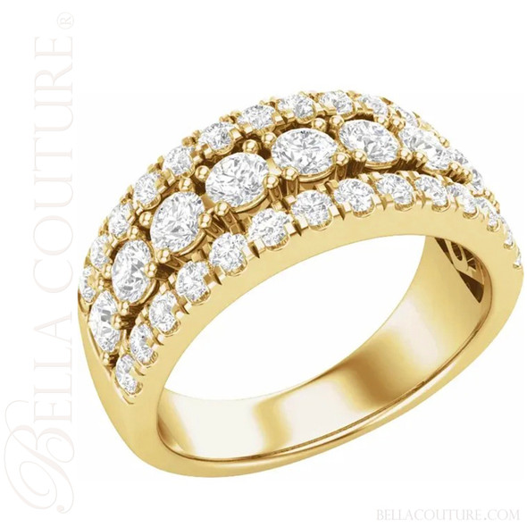 (NEW) BELLA COUTURE® BRISTOL 1 1/2 CTW Diamond Eternity 14K Yellow Gold Ring Band (1.5 CT. TW.)