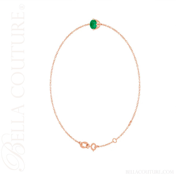 (NEW) BELLA COUTURE® VERDANT 5MM Emerald 14K Rose Gold Link Chain Bracelet (6.5, 7, 7.5" inch)