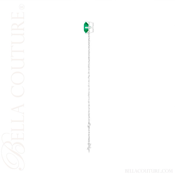 (NEW) BELLA COUTURE® VERDANT 6MM Emerald 14K White Gold Link Chain Bracelet (6.5, 7, 7.5" inch)
