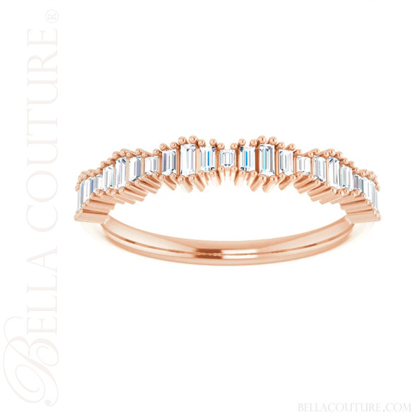 (NEW) ZARAA ART DECO White Topaz Petite Baguette 18K Rose Gold Ring Band