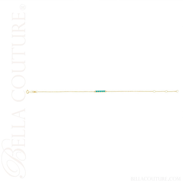 (NEW) BELLA COUTURE® JANE Pavé Sleeping Beauty Turquoise 14K Yellow Gold Chain Bracelet (6.5", 7", 7.5" inch)