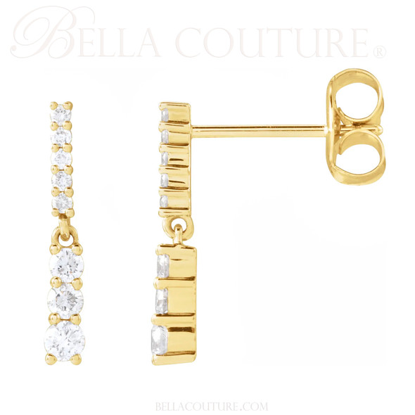 (NEW) BELLA COUTURE® PETRA DIAMOND 14K YELLOW GOLD DANGLE DROP POST EARRINGS (1/3 CT. TW.)