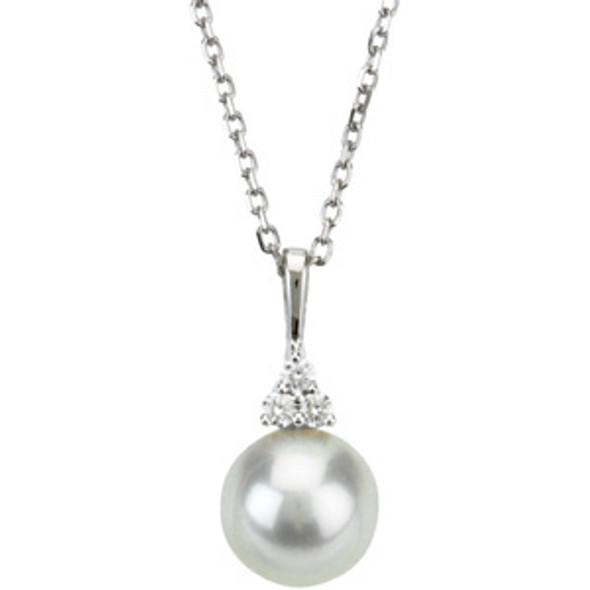 NEW BELLA COUTURE LIZ Diamond & Cultured Freshwater Cultured Pearl 14K White Gold Necklace 18"