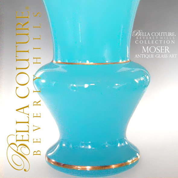 SOLD! - (ANTIQUE) Gorgeous Large MOSER French Blue Opaline Gilt Gold Vase