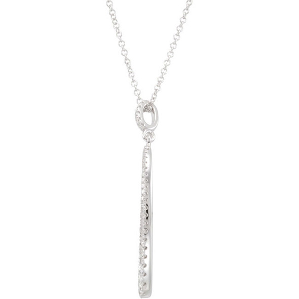 (NEW) BELLA COUTURE Pave Diamond Oval Silhouette 14k White Gold Pendant Necklace (18") (5/8 CT. TW.)