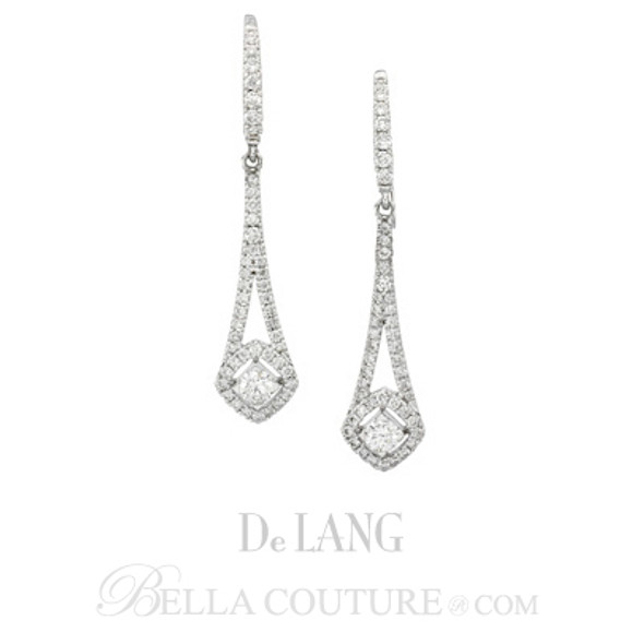 (NEW) BELLA COUTURE De LANG Fine 3/4 CT Diamond Earrings in 14K White Gold