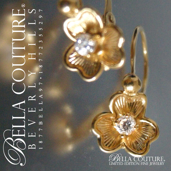 SOLD! - (ANTIQUE) RARE Gorgeous Victorian Diamond Paste 18K Yellow Gold Floral Flower Petal Earrings