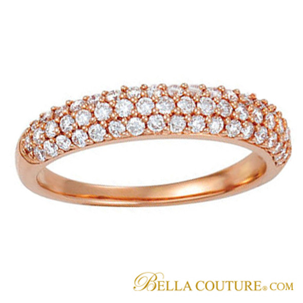 (NEW) Bella Couture Bordeaux Pave 1/2 CT Diamond 14K Rose Gold Ring Band