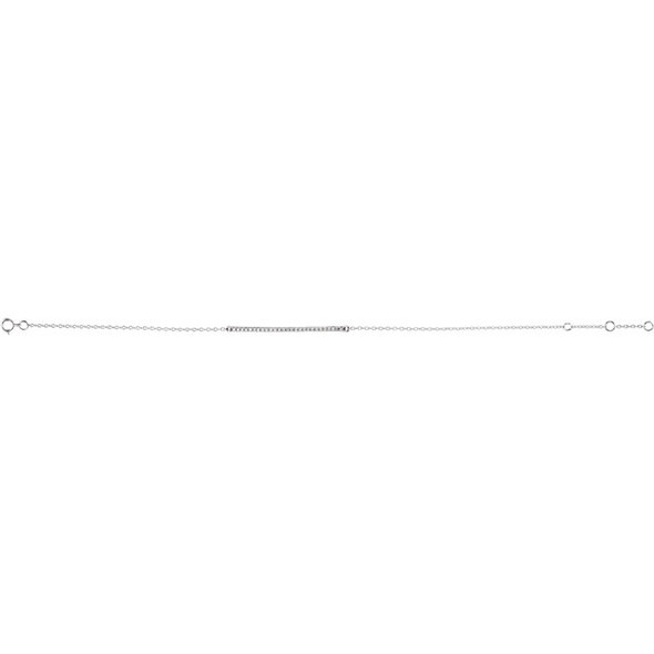 (NEW) BELLA COUTURE ZOE Pave' Diamond 14K White Gold Bar Bracelet with Chain ~ Adjustable 8", 7.5", 7"