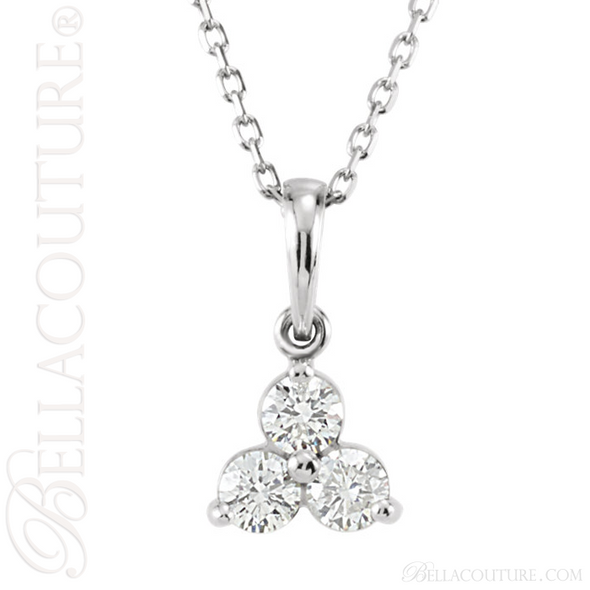 (NEW) BELLA COUTURE DEMI Gorgeous Three-Stone Diamond 14K White Gold Chain Necklace (1/2 ct. tw.) (18" Inches in Length)