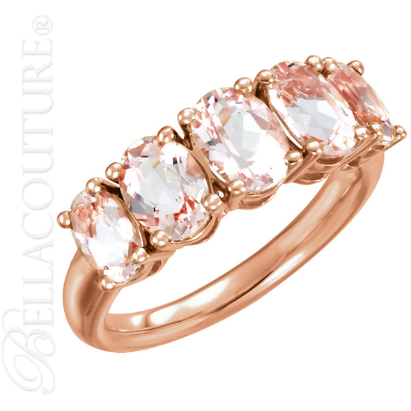 (NEW) BELLA COUTURE PALISADE Fine Exquisite Oval Pink Morganite Pave' Diamond 14K Rose Gold Ring