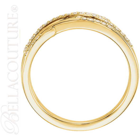 (NEW) BELLA COUTURE VIOLA Fine Elegant Diamond Organic Woven Criss Cross 14K Yellow Gold Ring