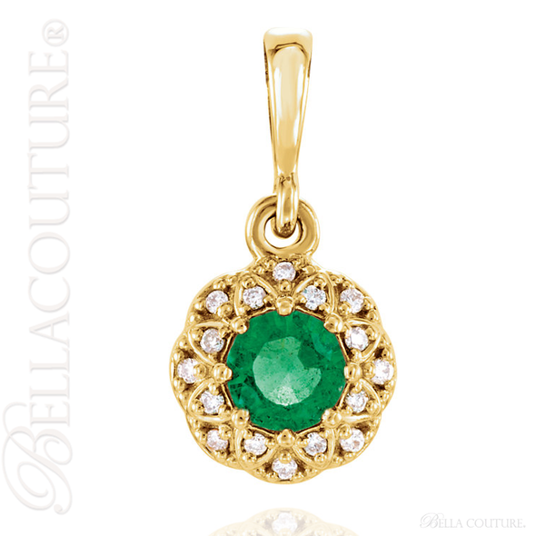 (NEW) BELLA COUTURE SORA HALO Fine Elegant Emerald Diamond Pendant